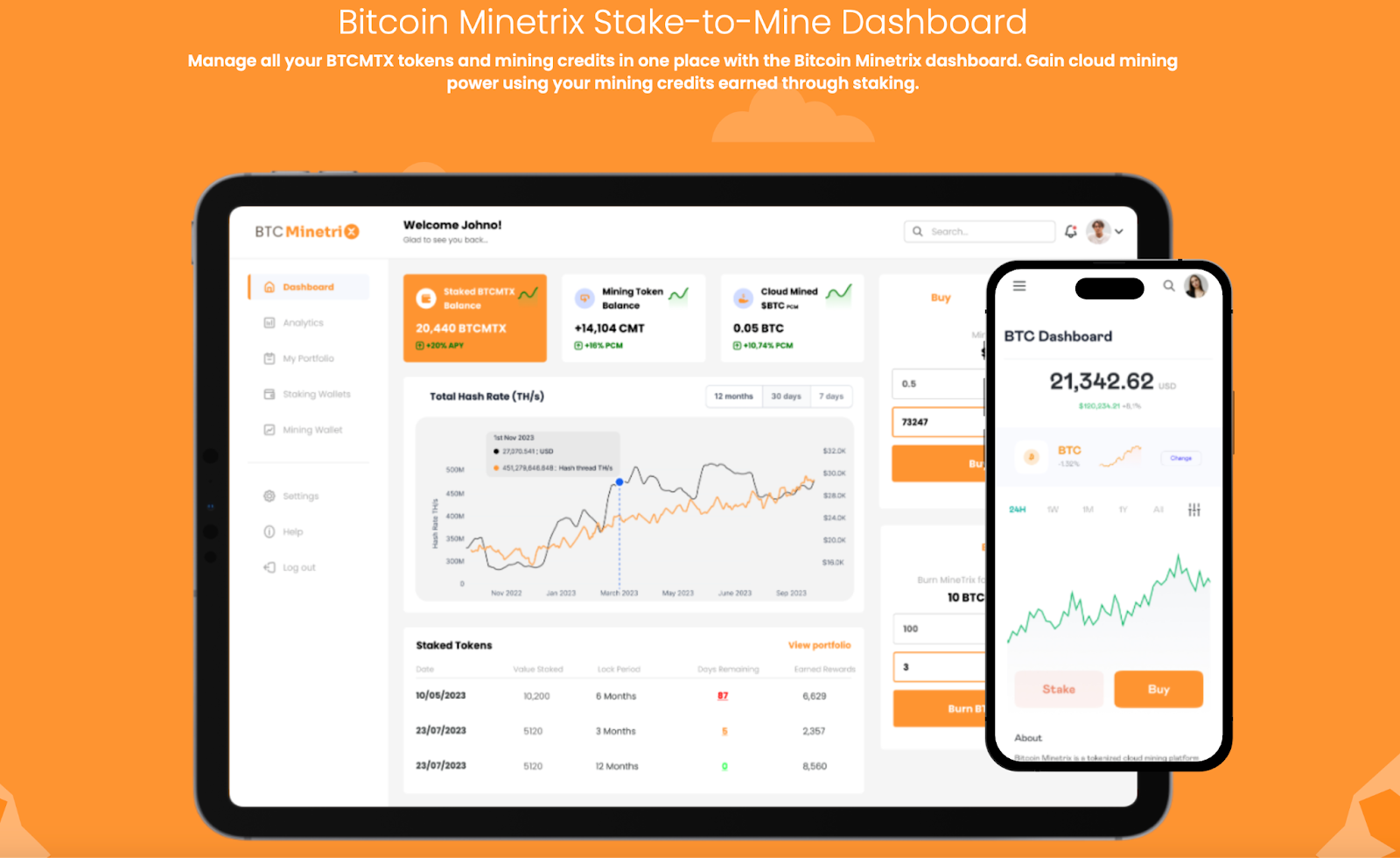 Stake to mine Dashboard 