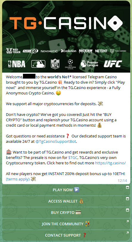 TG Casino Login