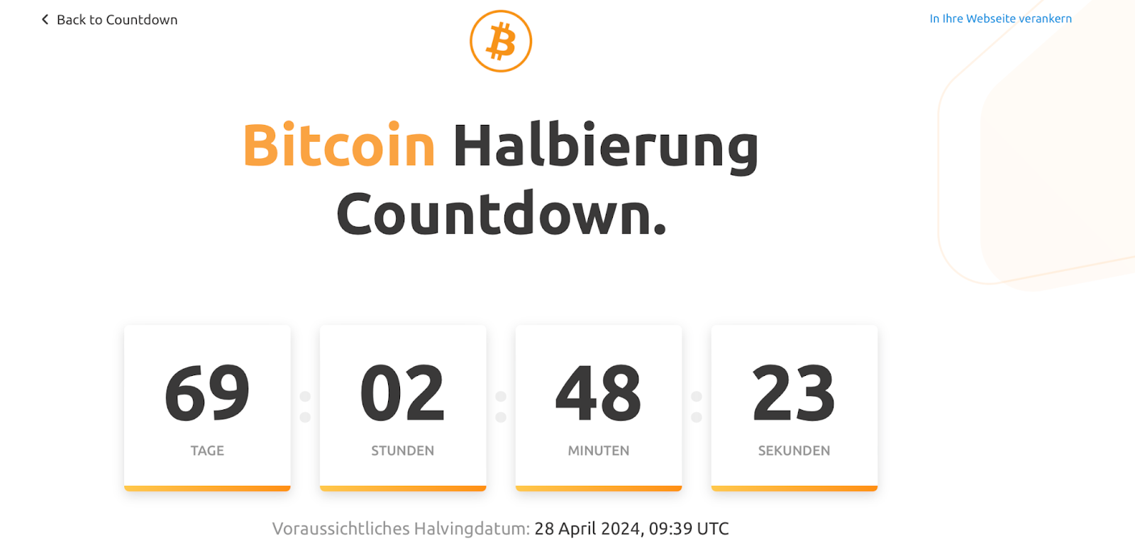 Bitcoin Halving Countdown 