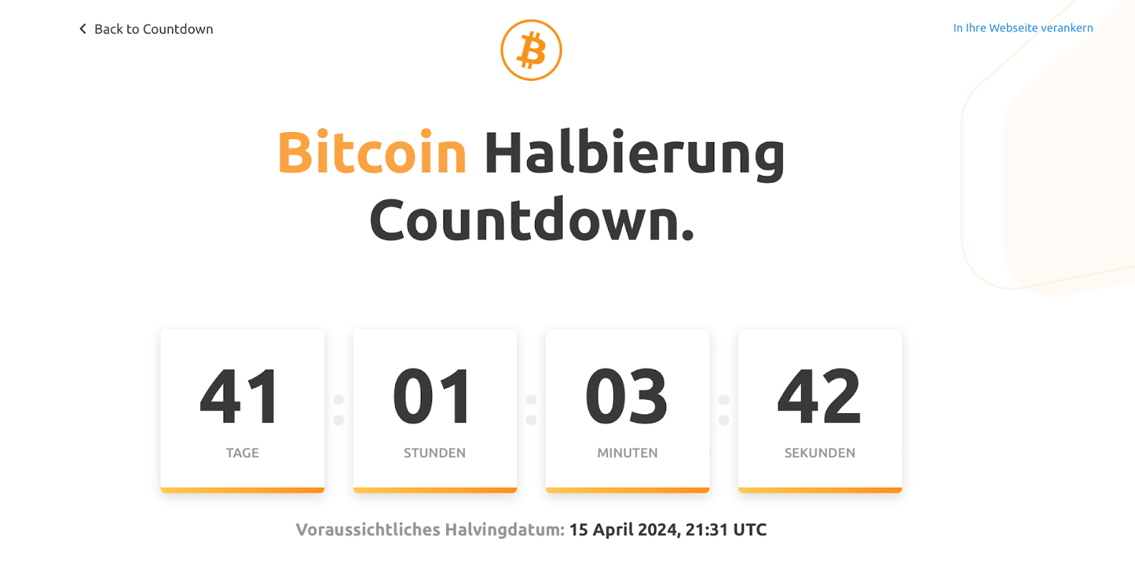 Bitcoin Halving Countdown 