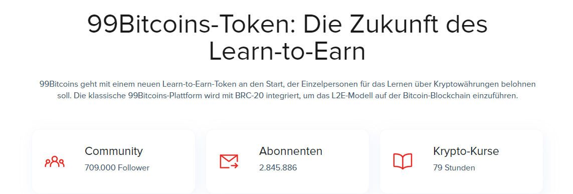 99 Bitcoins Learn to Earn Konzept