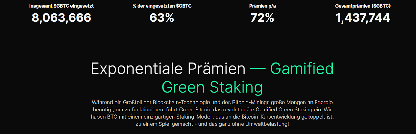 Green Bitcoin Gamified Staking