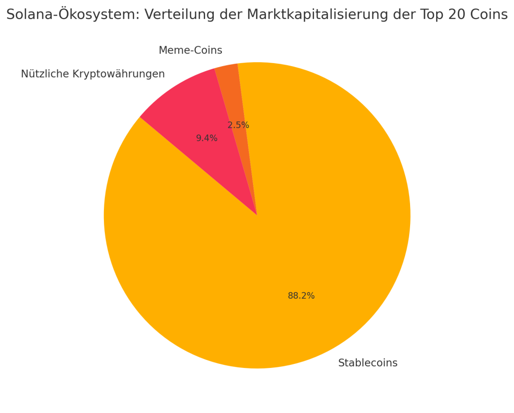 Verteilung der Marktkapitalisierung der Top 20 Coins auf Solana