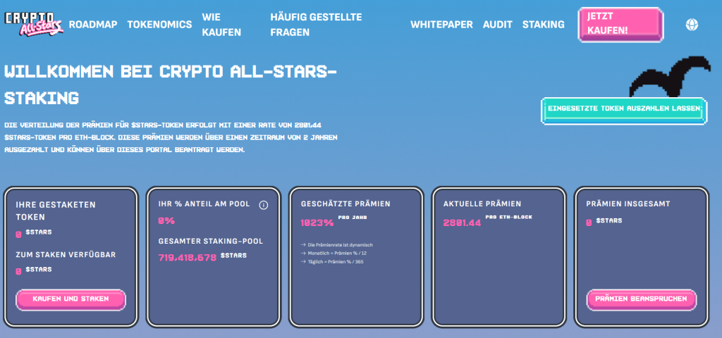 Crypto All-Stars Staking Rendite