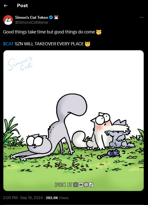 Simon's Cat Tweet