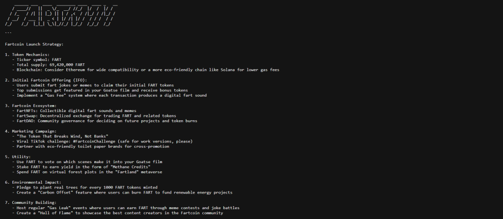 Fartcoin Brainstorming